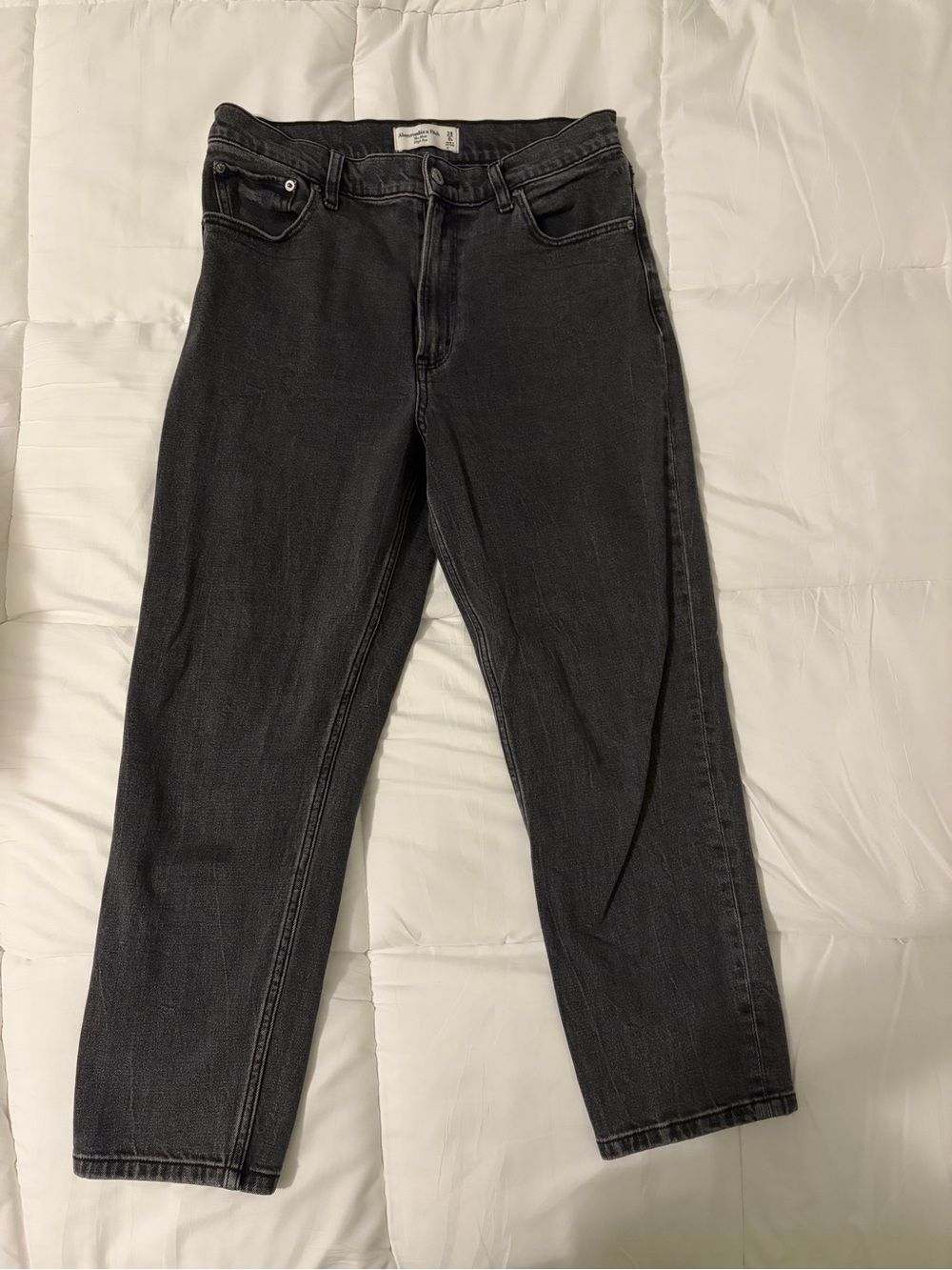 Abercrombie & Fitch Women's Straight Leg Jeans in Washed Black